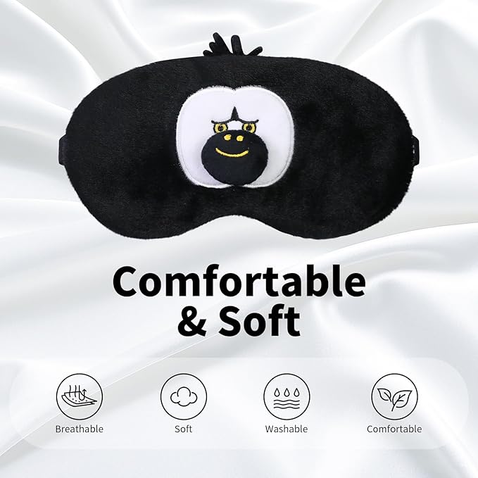 PERFECTSIGHT Sleep Eye Masks, Cute Plush Sleep Eye Cover Lightweight Adjustable Eyeshade Faux Fur Mask Cover for Women Men Sleep Travel Nap, Orang-Velvo Beauty