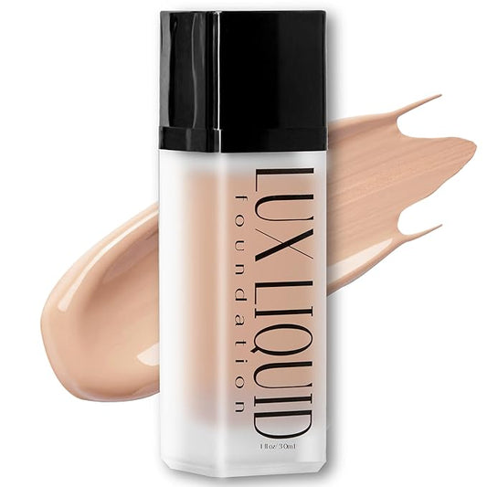 Organic Aloe-Based LUX Liquid Foundation, Natural Vegan Gluten-Free Made in USA, Nutmeg-Velvo Beauty