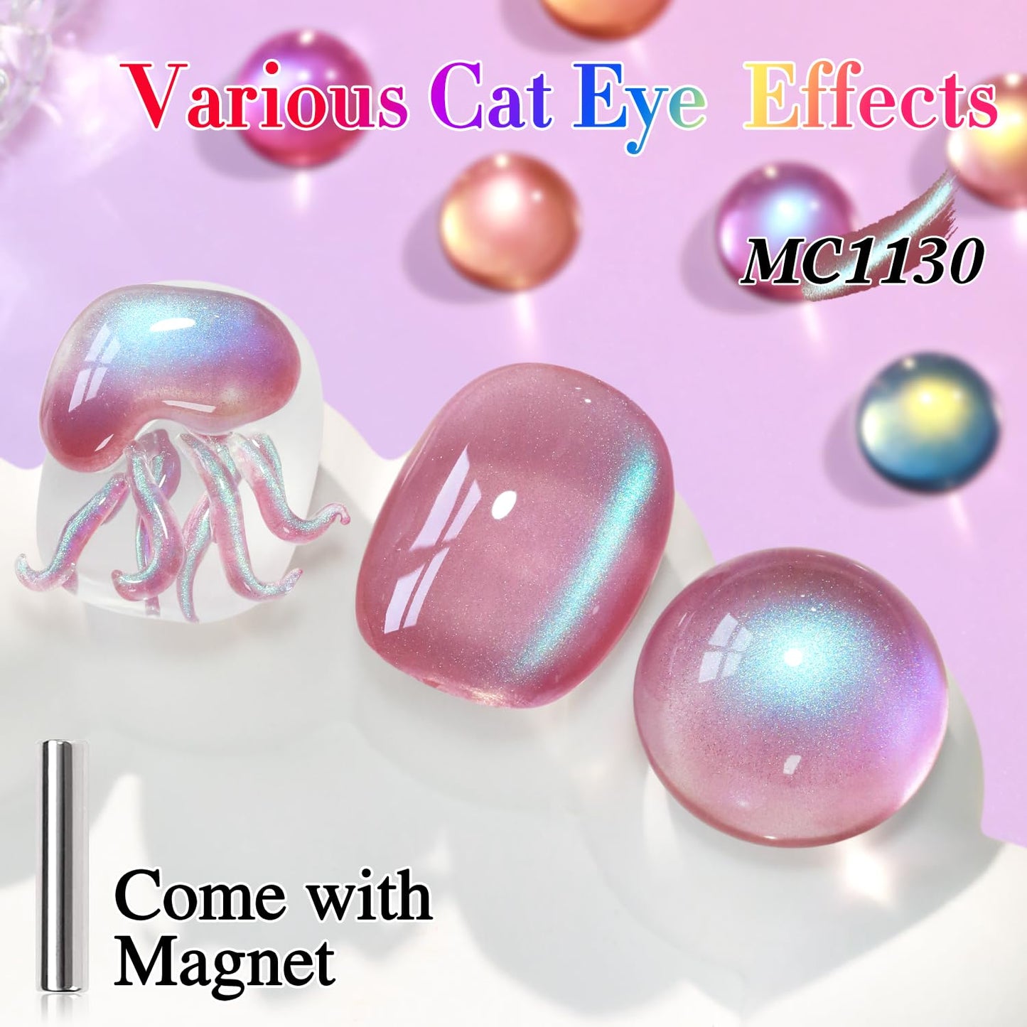 Double Rhythm 15ML Ice Glass Cat Eye Gel Polish with Magnet Holographic Glitter Shimmer Translucent Sheer Color Salon Soak Off Magnetic Nail at Home (Plum Purple-MC1130)-Velvo Beauty