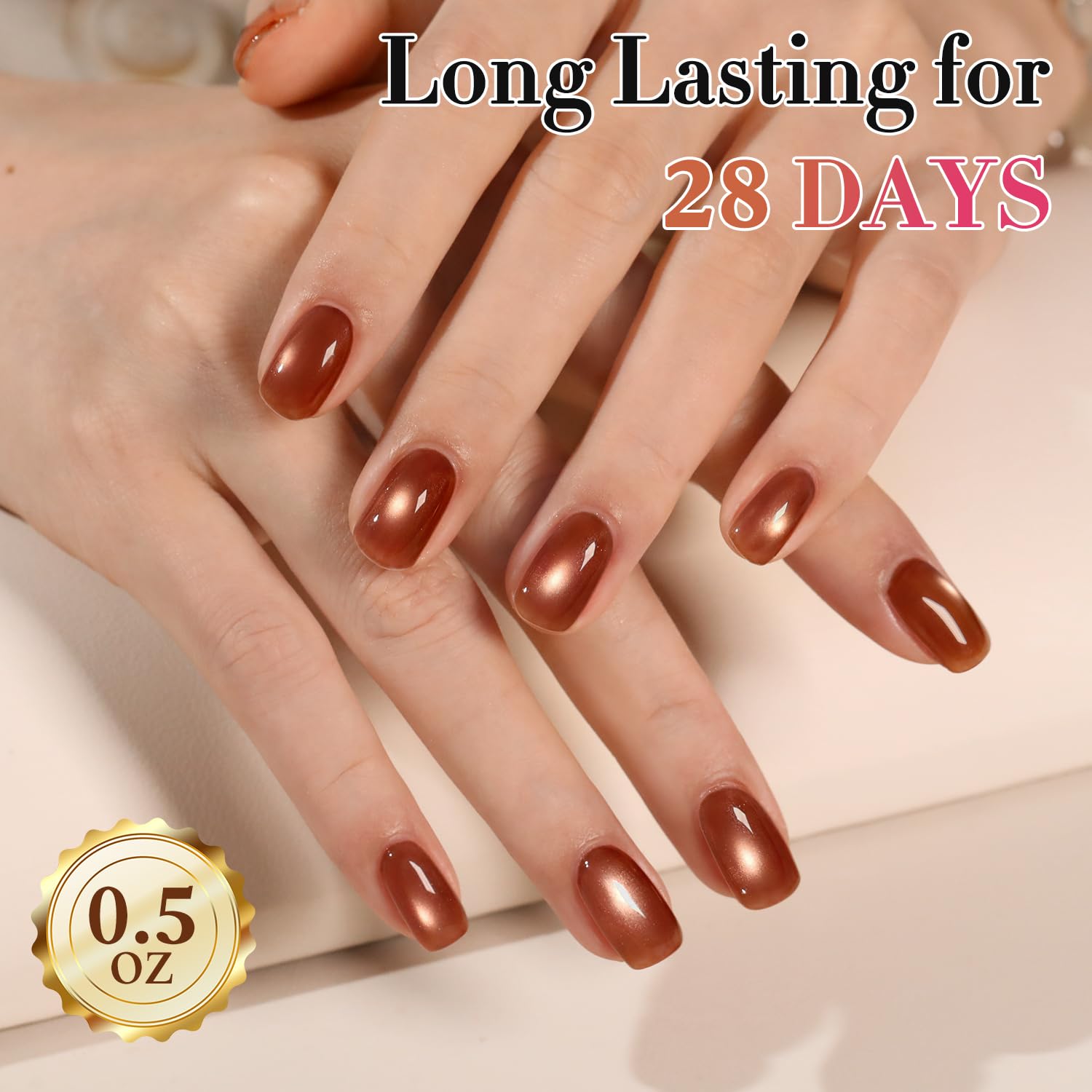 Double Rhythm Cat Eye Gel Polish with Magnet 15ML Holographic Glitter Shimmer Translucent Sheer Color Glass Brown Magnetic Gel Polish Salon DIY at Home (Fall Brown-MC1113)-Velvo Beauty