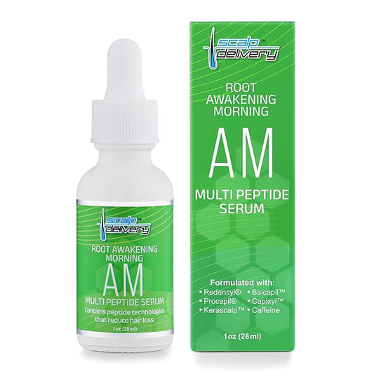 Multi-Peptide Serum for Men & Women - Helps Reduce Hair Loss - Strengthens & Thickens - Plant-Based - Combats Thinning Hair - Healthy Longer Hair - Root Awakening Morning (AM) - 28ml-Velvo Beauty