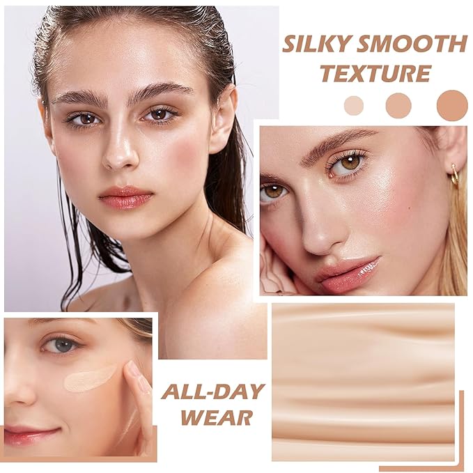 Airbrush Foundation Makeup Spray Silky Lightweight Full Coverage Foundation Face Air Cushion Foundation Set with Soft Makeup Brush - Natural Color-Velvo Beauty