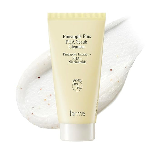 Farm Rx Pineapple Plus PHA Scrub Cleanser (6.7fl oz) - Gently Exfoliating Face Wash for Smooth, Bright Skin. Korean Skin Care. PHA, Niacinamide, Panthenol.-Velvo Beauty
