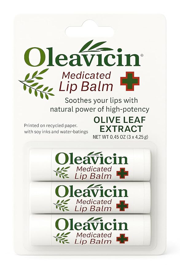 Natural Lip Balm by Oleavicin | Dry Lip Relief | Patented Moisturizing Formula for Chapped Lips | Organic Olive Leaf Extract (3)-Velvo Beauty