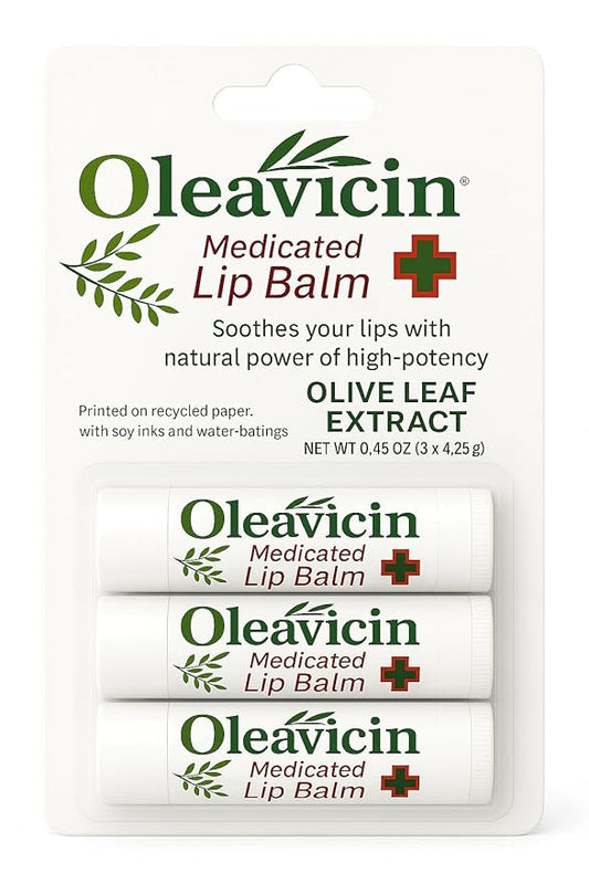 Natural Lip Balm by Oleavicin | Dry Lip Relief | Patented Moisturizing Formula for Chapped Lips | Organic Olive Leaf Extract (3)-Velvo Beauty