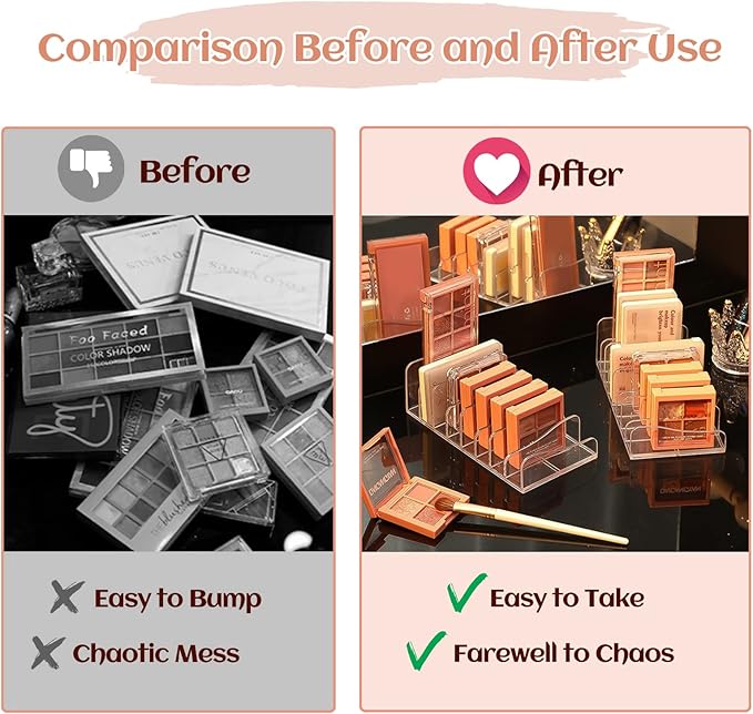 FLMOUTN 4 Pack Makeup Pallet Organizer Eyeshadow Palette Organizers Acrylic 8-Cell Make up Palette Holder Cosmetic Storage for Contour Kit, Eye Shadow, Blush-Velvo Beauty