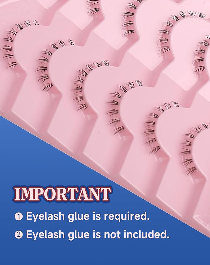 Bottom Lashes Natural Everyday Wispy Lashes Natural Look Flared Eyelashes False Lower Lashes Soft Fluffy Lashes False Eyelashes 7 Pairs B-1-Velvo Beauty