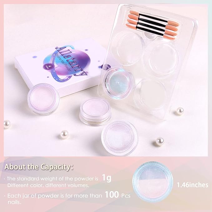 Allstarry Chrome Nail Powder Metallic Mirror Effect Pigment Iridescent Aurora, Mermaid Pearl Glitter Dust Kit for Gel Polish Nail Art Decoration, Resin Craft- Violet Green Emerald-Velvo Beauty