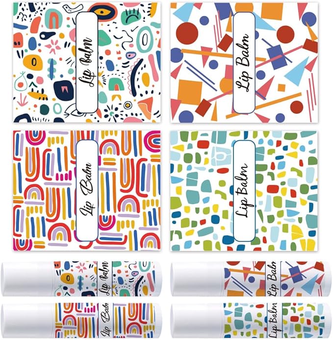 OLYCRAFT 100Pcs Self-Adhesive Lip Balm Tag Stickers 1.7x2.1 inch Waterproof Adhesive Label with Colorful Texture Rectangle Lipstick Tag Sticker for Lip Balm Container Tubes Lipstick Wrapping Decor-Velvo Beauty