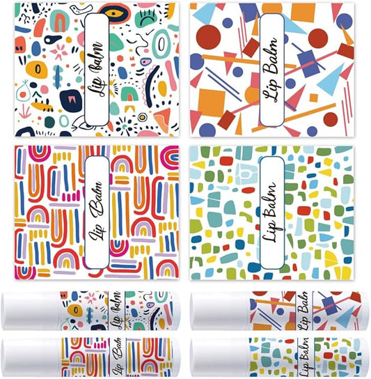 OLYCRAFT 100Pcs Self-Adhesive Lip Balm Tag Stickers 1.7x2.1 inch Waterproof Adhesive Label with Colorful Texture Rectangle Lipstick Tag Sticker for Lip Balm Container Tubes Lipstick Wrapping Decor-Velvo Beauty