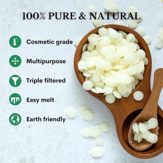 White Beeswax Pellets 8 oz, Pure, Natural, Cosmetic Grade, Bees Wax Pastilles, Triple Filtered, Great For DIY Lip Balms, Lotions, Candles By White Naturals-Velvo Beauty