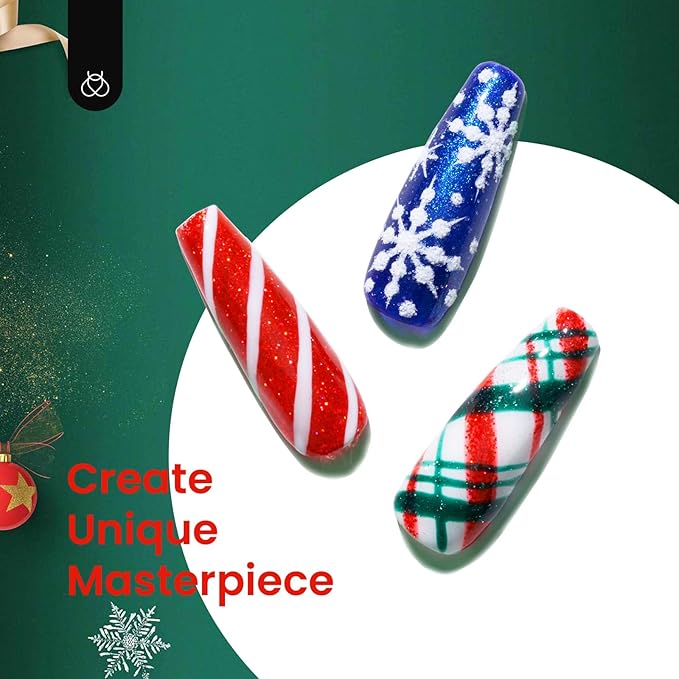 Beetles Glitter Gel Nail Polish, 6 Colors Red Green Gel Nail Polish Set Soak Off Uv LED Nail Lamp Reflective Glitter Nail Art DIY Home Nails Manicure Gifts for Women Her Girls-Velvo Beauty