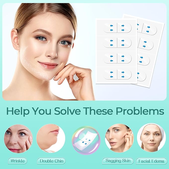 Face Lift Tape Invisible, 100 PCS Face Neck Tape Lifting Invisible Under Makeup, Instant Neck Tape for Loose Sagging Skin, V-Shaped Facelift Strips for Double Chin, Brows, Eyes, Jowls, Wrinkles-Velvo Beauty