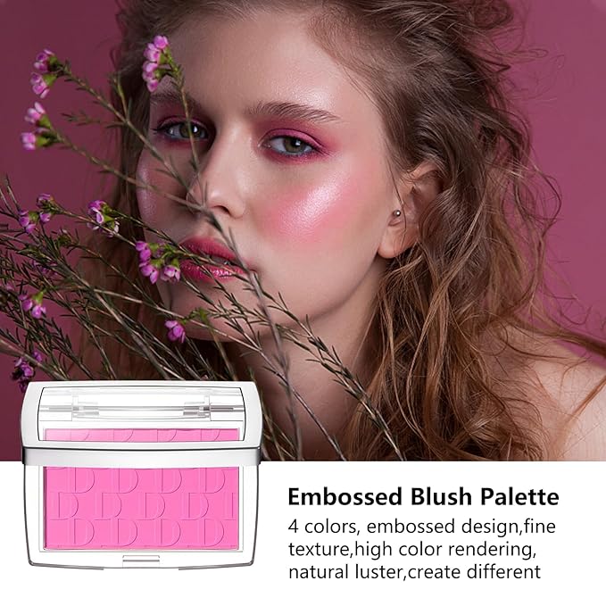 Embossed Blush, Palette Pink Dark Powder Blush Palette-Velvo Beauty