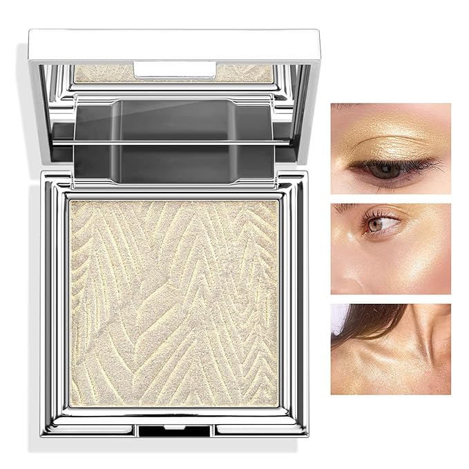 Boobeen Highlighter Makeup Highlighter Powder Palette, Shimmer Illuminator Highlight Contouring Palette Come with Mirror, Long Lasting Glow Defining the Face and Body-Velvo Beauty