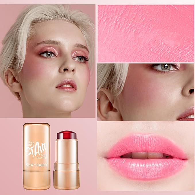 2pcs Jelly Blush Stick, Multi-purpose Lip and Cheek Colour Stick, Jelly Texture Waterproof, Moisturising and Long-lasting, Non-sticky, Create Watercolour Makeup Effect for Women and Girls 1#-Velvo Beauty