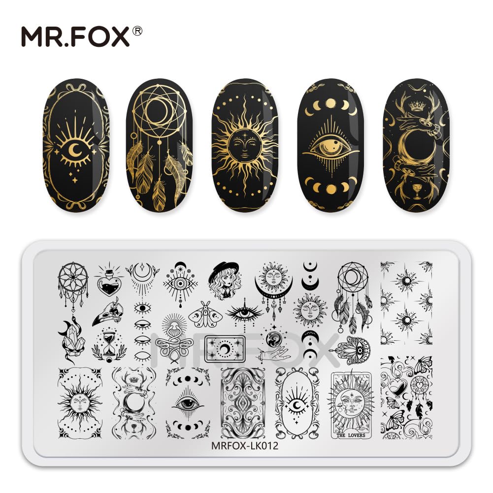5 Pcs Nail Plates Stamping Set Starry Star Moon Esoteric Elements Nail Art DIY Stamping Template-Velvo Beauty
