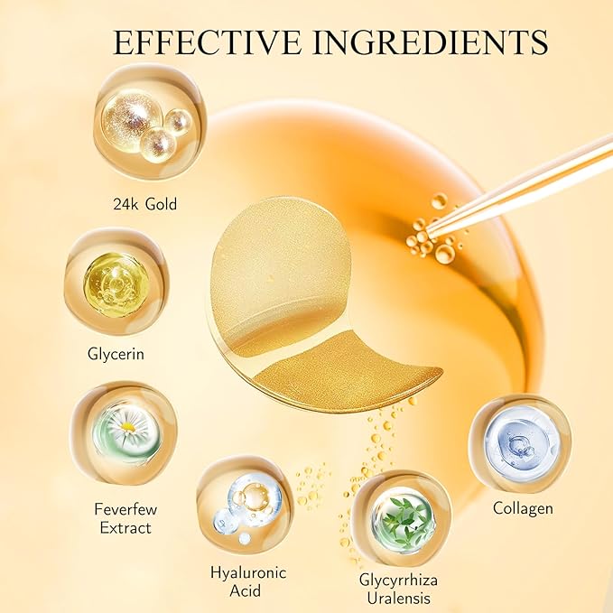 Under Eye Patches, Gold Eye Masks for Dark Circles and Puffiness Anti-Wrinkle Moisturizing Anti-Aging Under Eye Bags Skin Care Treatment Pads Revitalizes & Tightens Eye Area(60PCS)-Velvo Beauty