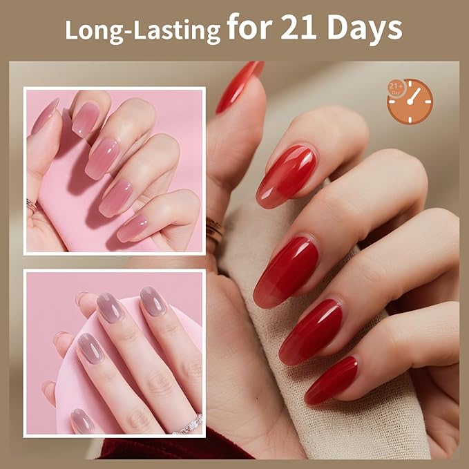 JODSONE Jelly Gel Nail Polish Kit 32 Classic Colors Crystal Transparent High Shine Base & Top Matte Glitter Coat-Velvo Beauty