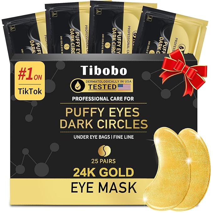 Under Eye Patches (25 Pairs) - 24K Gold Eye Masks Enriched with Abundant Collagen | Diminish Dark Circles and Puffiness | Anti-Aging, Smooth Fine Line, Nourish Skin - Gifts for Women Skin Care-Velvo Beauty
