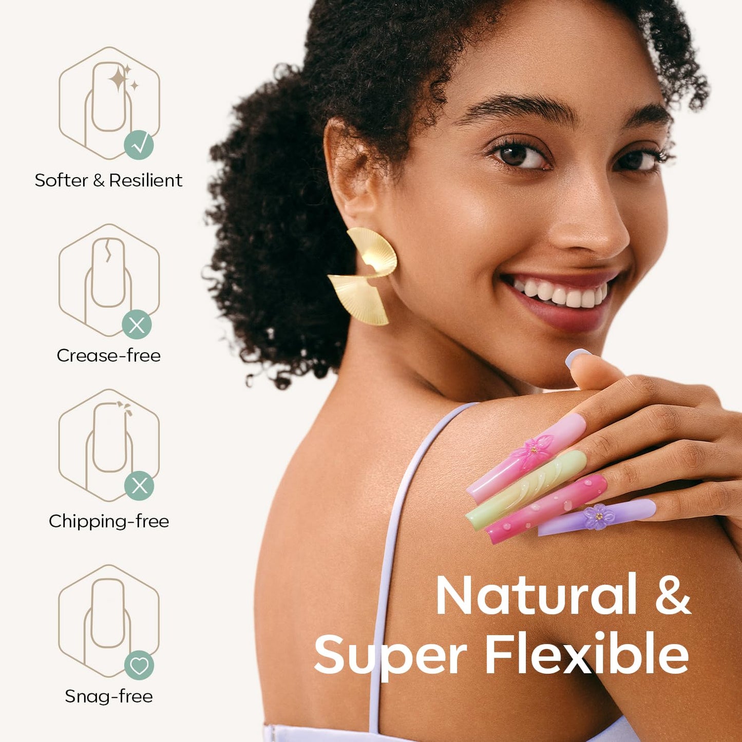 modelones Long Square Nail Tips, 3XXXL Straight Pre-shaped Soft Gel Tips Fake Nails False Acrylic Clear Full Cover Press on Extension Kit Gel Manicure DIY at Home 216PCS 12Sizes-Velvo Beauty