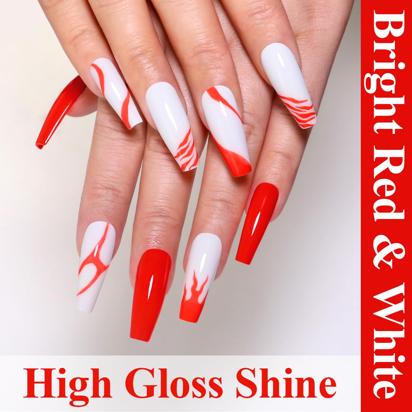 Imtiti Gel Nail Polish Kit, 2 Pcs 10ml Bright Red & White Colors Gel Polish Soak Off UV LED Spring Summer Red Gel Polish Nail Art Manicure Salon DIY Design Gel Nail Kit-Velvo Beauty
