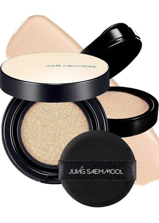 JUNG SAEM MOOL Essential Skin Nuder Longwear Cushion 0.98 Fl Oz (Fair Light), Refill Included, 24H Lasting Cushion Foundation with High Coverage, Semi-Matte Natural Finish, Korean Foundation Makeup-Velvo Beauty