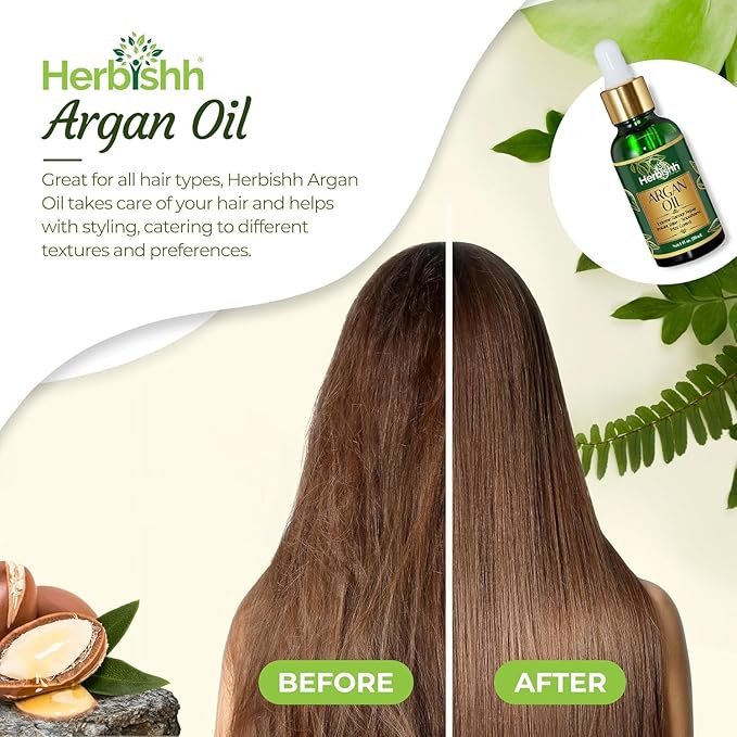 Herbishh Argan Oil & Hair Mask Combo For Deep Conditioning Treatment – Argan Oil for Hair Repair & Frizz Control (30ml) & Argan Hair Mask for Hydration (150ml), Sulfate & Paraben Free-Velvo Beauty
