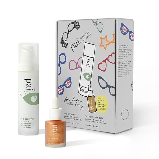 Pai Skincare London | GLOW KIT - FROM LONDON WITH LOVE Beauty Gift Set. Vitamin C Moisturizer + Glow Drops Duo, Suitable for Sensitive Skin + All Skin Types. Made In London.-Velvo Beauty