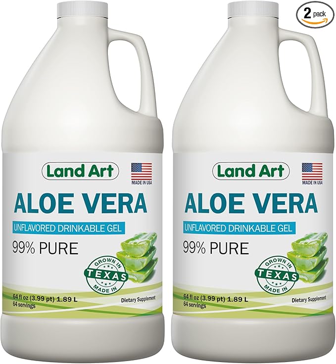 Organic Aloe Vera Drinkable Gel for Heartburn & Acid Reflux Relief - 99.7% Pure - Cold-Processed - Improves Digestive Health - Soothing and Natural - Vegan & Gluten-Free - 64 fl oz (Pack of 2)-Velvo Beauty