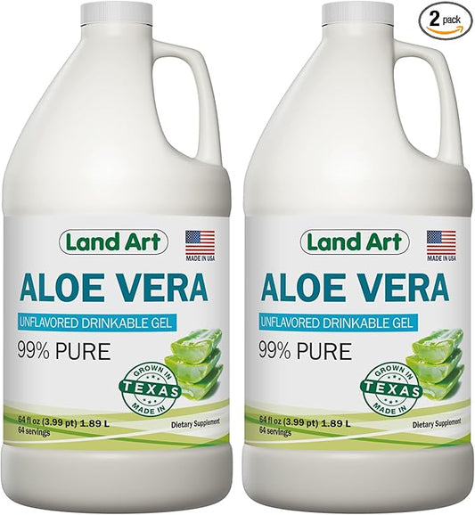 Organic Aloe Vera Drinkable Gel for Heartburn & Acid Reflux Relief - 99.7% Pure - Cold-Processed - Improves Digestive Health - Soothing and Natural - Vegan & Gluten-Free - 64 fl oz (Pack of 2)-Velvo Beauty
