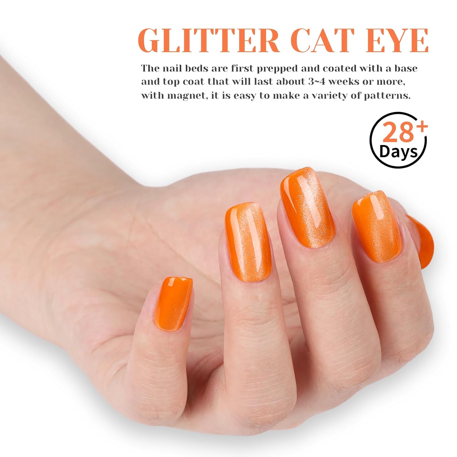 Orange Cat Eye Gel Nail Polish - Perfect for DIY at Home & Ideal Gift for Nail Art Lovers!-Velvo Beauty