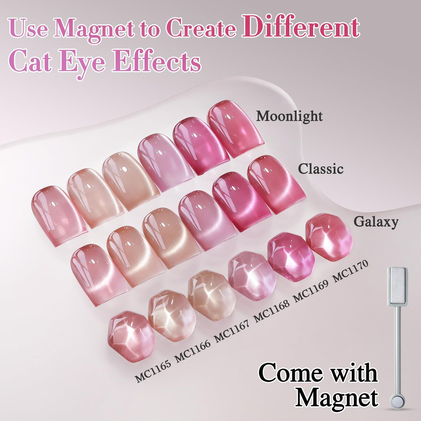 Double Rhythm 6 Colors Cat Eye Gel Polish Set Shimmer Glitter with Magnet Holographic Reflective Magnetic UV Nail Art Kit (6-Kit-49)-Velvo Beauty