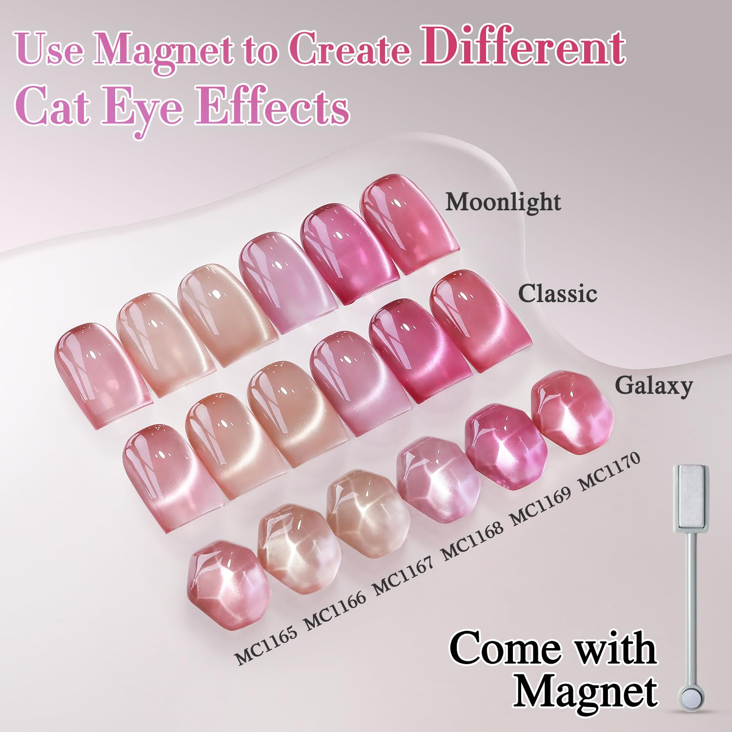 Double Rhythm 6 Colors Cat Eye Gel Polish Set Shimmer Glitter with Magnet Holographic Reflective Magnetic UV Nail Art Kit (6-Kit-49)-Velvo Beauty