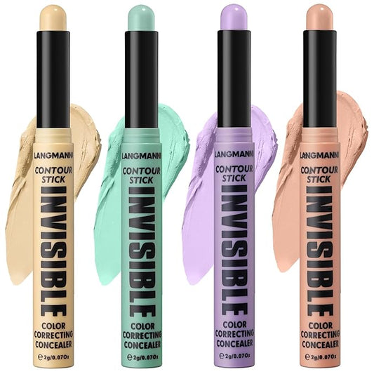 LANGMANNI Multi-Use Face Contour Stick,Highlighter & Concealer Stick, Combo Use For Correcting Color Balancing (#01+#02+#03+#04, 4 Count (Pack of 1))-Velvo Beauty