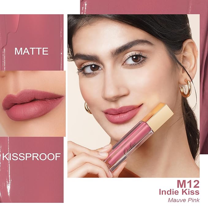Oulac Matte Liquid Pink Nude Lipstick for Women, Long Lasting Lipstick Waterproof Lip Stain, No Transfer, Creamy High Pigmented Formula with Rose Oil, Vegan & Cruelty-Free, Pink Nude M12-Velvo Beauty