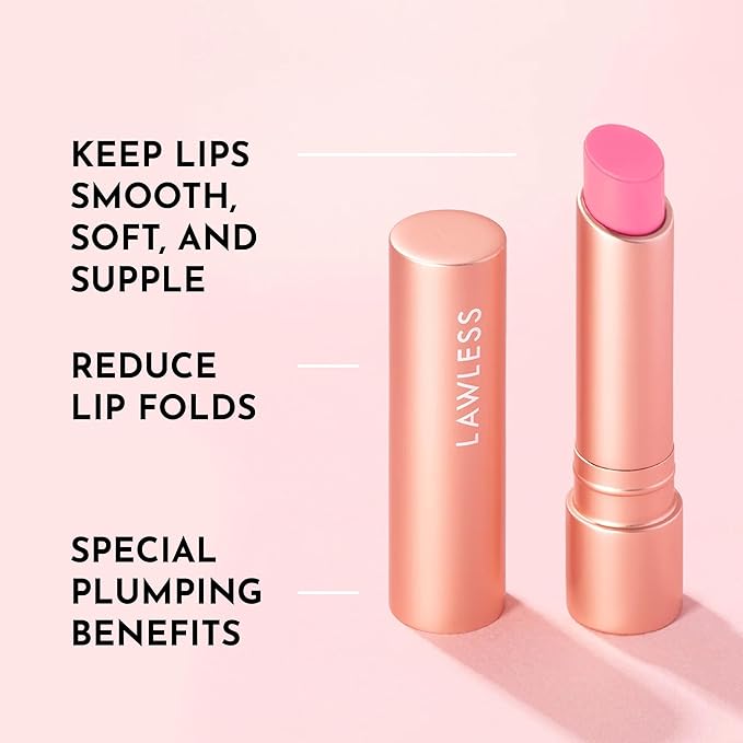 "LAWLESS Forget the Filler Lip Plumping Line-Smoothing Tinted Balm, Baby Doll, Pink, 0.09 Ounce"-Velvo Beauty