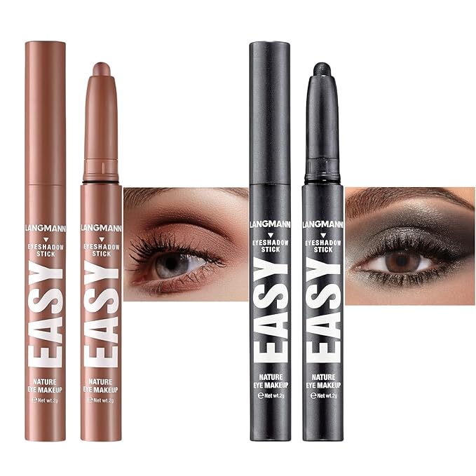 Jolilab Eyeshadow Stick Set, 2 Colors Matte Professional Bright-Colored Contouring and Highlight Eyeshadow Stick, Cream Waterproof Long Lasting High Pigmented Eye Shadow(2, 05+23 2pcs)-Velvo Beauty