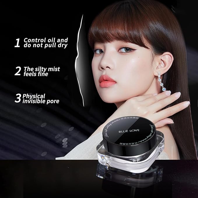 BLUE LOVE Setting Powder Makeup for Oily Skin, Oil Control Smooth Face Makeup Powder Foundation, Waterproof Setting Powder Compact, Oil Control Face Pressed Loose Powder(Transparent)-Velvo Beauty