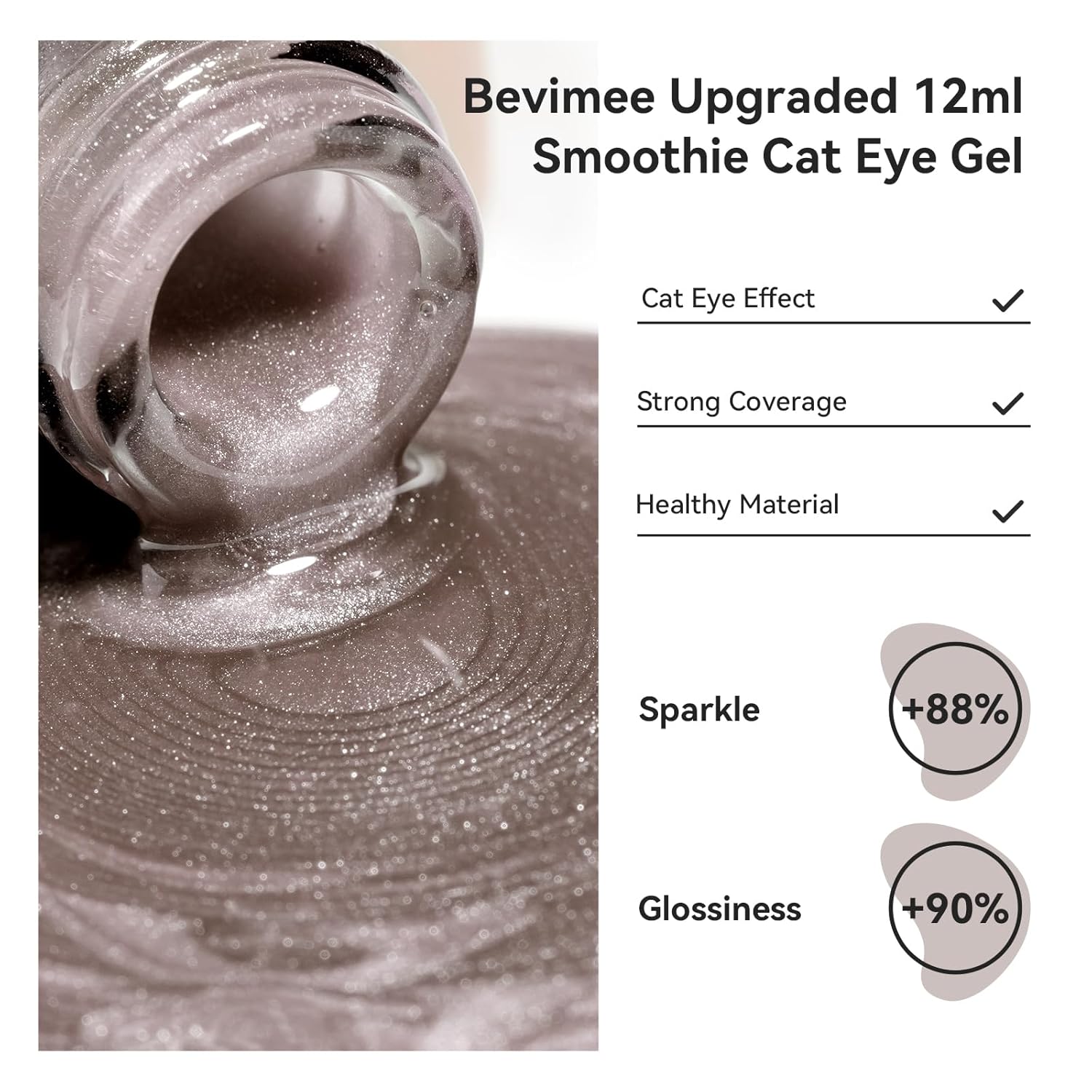 Cat Eye Gel Nail Polish 12ML, Crystal Moonlight Cateye Gel Polish With Magnetic Stick, Magnetic Glitter Holographic Nail Polish Glass Diamond Cats Eye Velvet Gray 1PC-Velvo Beauty