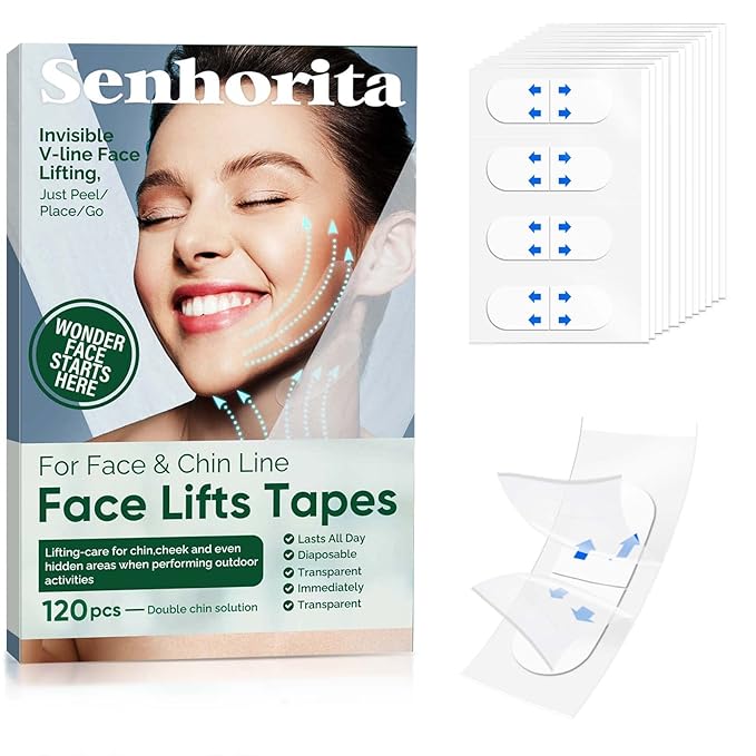 Senhorita Face Lift Tape, 120Pcs Instant Face Lift Tape Invisible, Face Tape Lifting Hide Double Chin and Wrinkles, Lifting Saggy Skin-Velvo Beauty