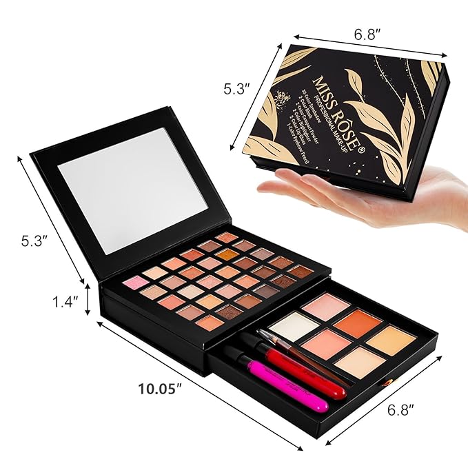 All in One Makeup Kit,Makeup Palette Includes 30 Color Eyeshadow, 2 Color Highlighter，2 Color Pressed Powder，2 Color Blusher，2 Pcs lip gloss，1 Pcs Eyepencil, Mirror,Makeup Gift Set for Women (017N)-Velvo Beauty