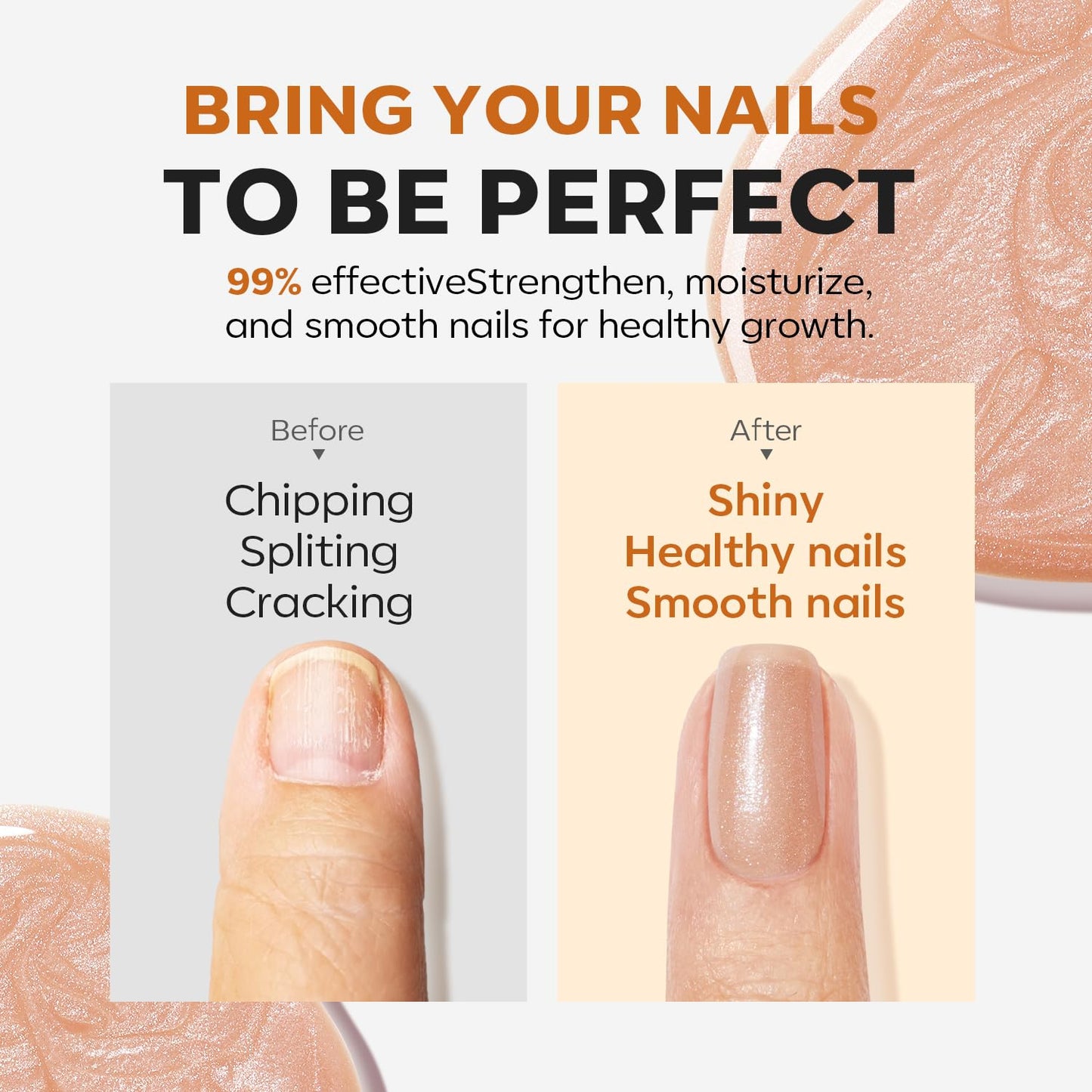 modelones Nail Strengthener, 8-in-One Nail Ridge Filler Base Coat Nail Polish Repair Nail Growth Treatment for Thin and Damaged Nails, Sparkling Champagne, 15ml-Velvo Beauty