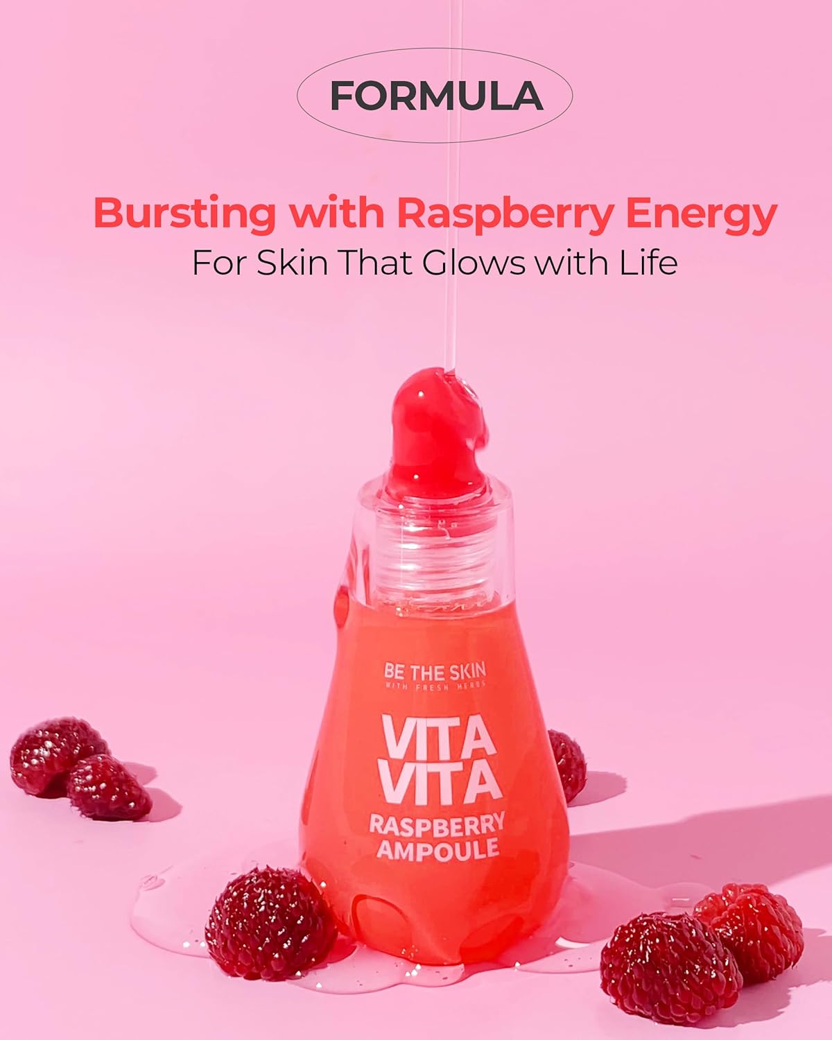 Vitavita Raspberry Ampoule - Radiance Boosting Face Serum for Even Skin Tone and Enhanced Elasticity with Niacinamide, Vitamin C, 11 Peptides, 1.01 fl.oz.-Velvo Beauty