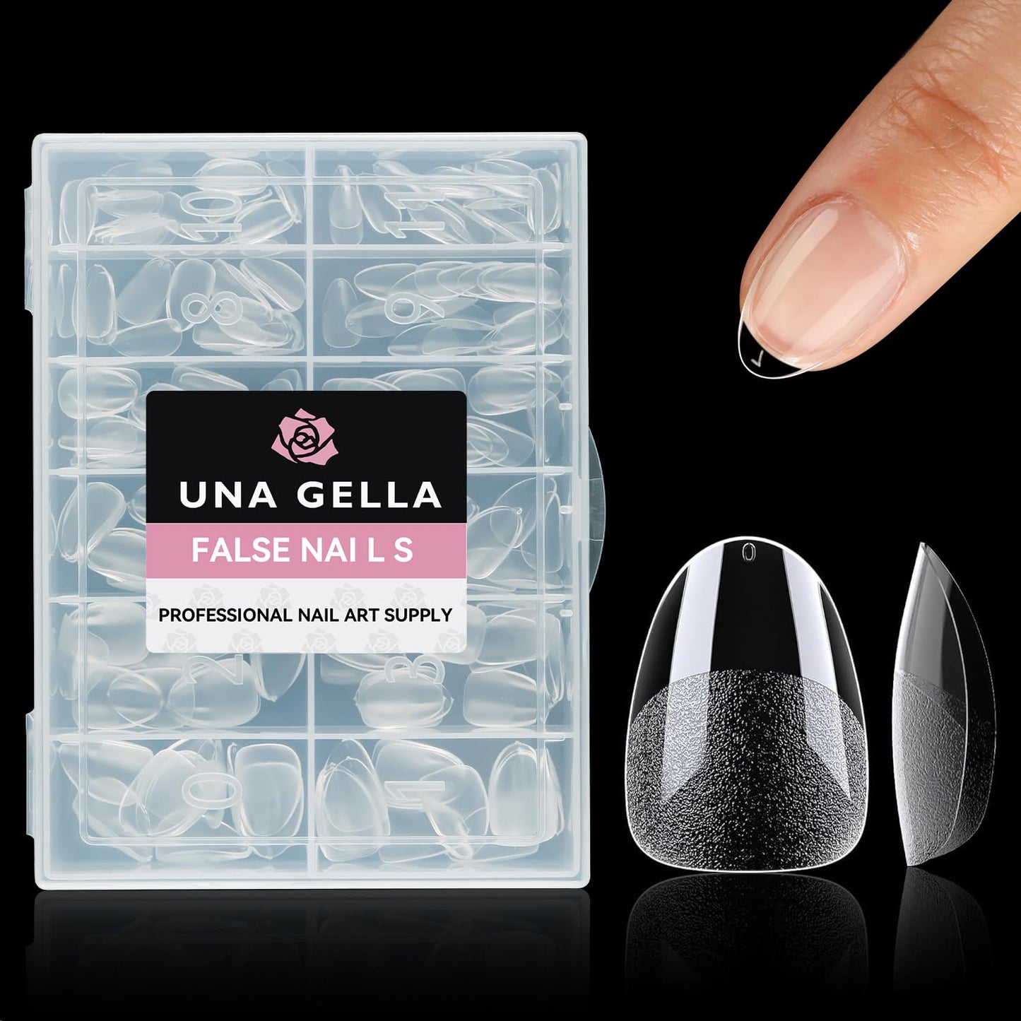 UNA GELLA Extra Short Almond Nail Tips, 312pcs XS Gel Nail Tips Almond Pre-Shaped Half Matte Full Cover No Need File Clear Fake Nails for Nails Extension Home DIY Salon 12 Sizes-Velvo Beauty
