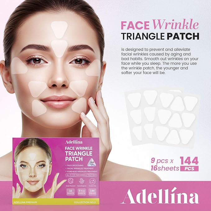 New Anti Facial Wrinkle Patches: Anti Wrinkle Patches Overnight - Smile Line Pathces - Facial Wrinkle Patche for Forehead, Smile Line, Under Eye 144 Pcs (1 Count (Pack of 144), Unscented)-Velvo Beauty