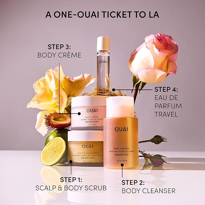 OUAI Body Cleanser Travel Size, Melrose Place - Foaming Body Wash with Jojoba Oil & Rosehip Oil to Hydrate, Balance & Soften Skin - Paraben, Phthalate, Sulfate Free Skin Care Products (3 Fl Oz)-Velvo Beauty