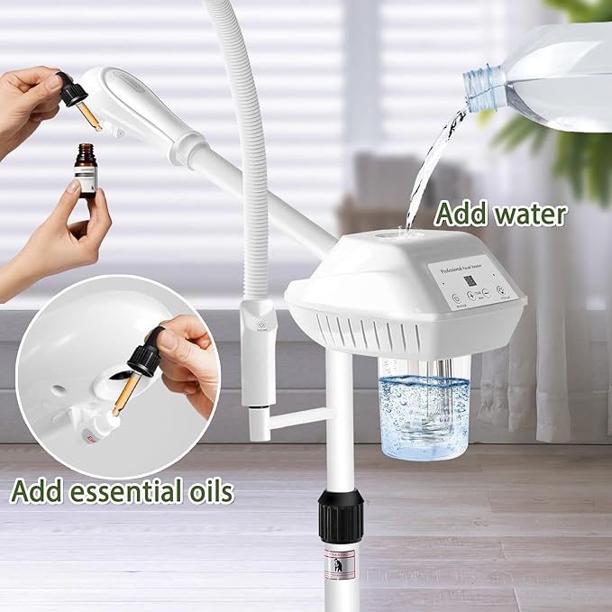 Professional Facial Steamer for Deep Hydration,2in1 Ozone Face Steamer with 5X Magnifying Lamp,Suitable for Home Use or Beauty Spa Deep Cleansing and Hydration-Velvo Beauty