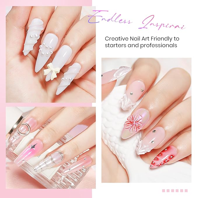 MIZHSE Solid Builder Gel for nails, 3 Colors Sculpting Gel for Nails, Clear White Pink Non-Sticky Hand 3D Nail Art Building Carving Modeling Hard Nail Extension Manicure Salon Home DIY Gift-Velvo Beauty