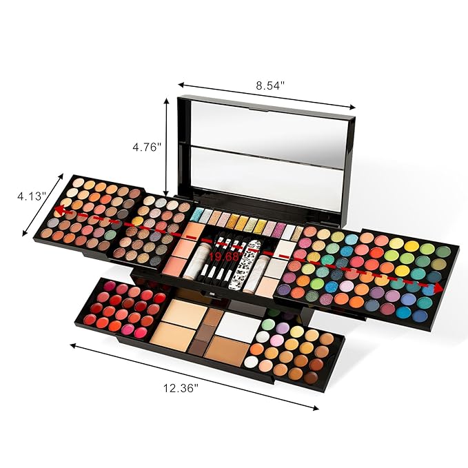 M 187 Colors Professional Makeup Palette - All-in-One Kit With Eye Shadows, Lipsticks, Mascara, Foundations, Blushes, Brow Pencils, Nail File - Makeup Gift Set for Women and Girls-Velvo Beauty